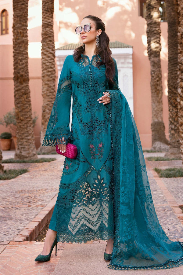 3 Piece Unstitched Embroidered Dobby Lawn Suit - D-2513-B
