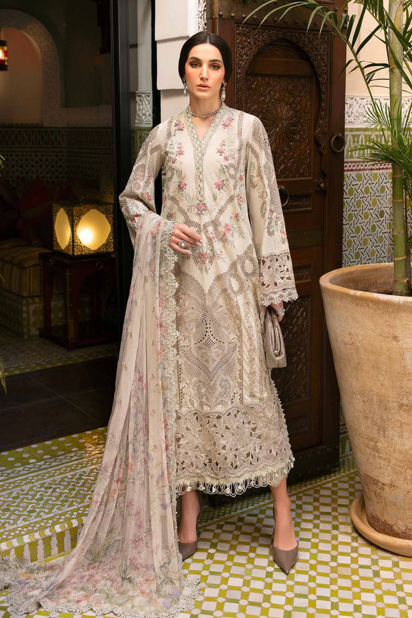 3 Piece Unstitched Embroidered Lawn Suit - D-2514-B