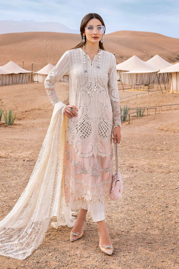 3 Piece Unstitched Embroidered Dobby Lawn Suit - D-2515-A