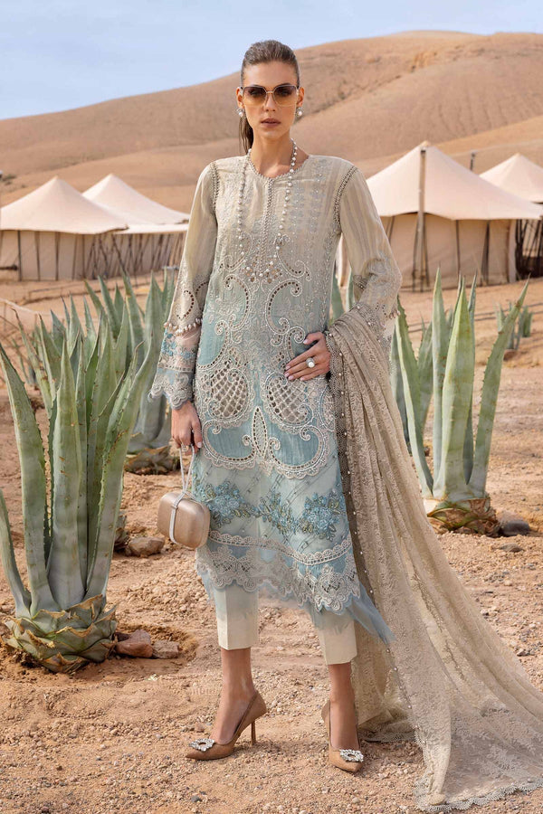 3 Piece Unstitched Embroidered Dobby Lawn Suit - D-2515-B