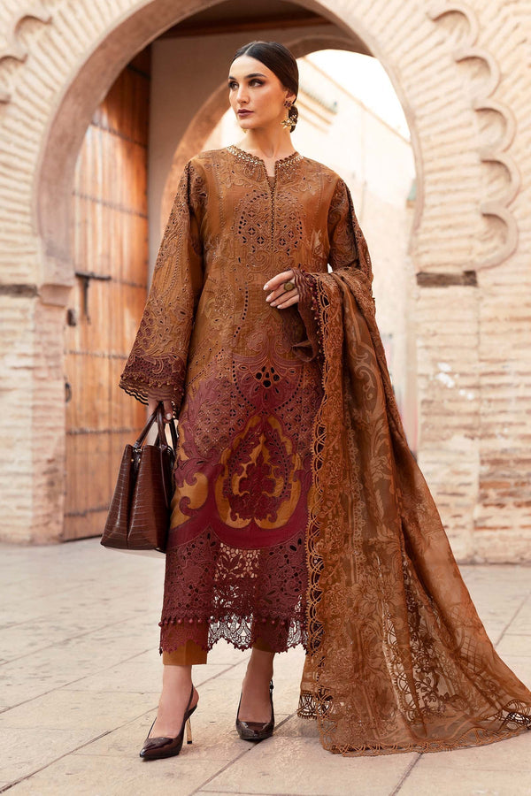 3 Piece Unstitched Embroidered Paper Cotton Suit - D-2501-B
