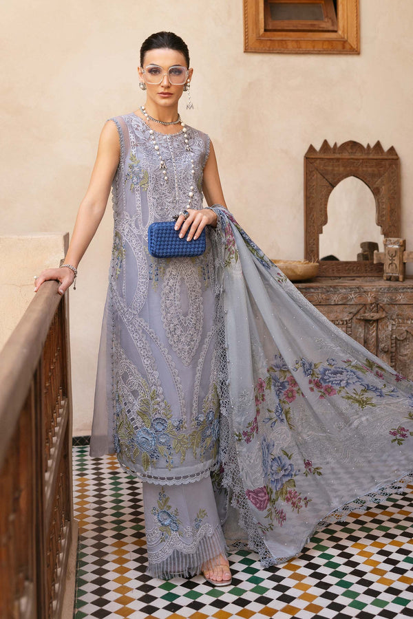 3 Piece Unstitched Embroidered Organza Suit - D-2509-B